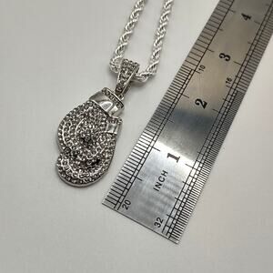 Iced Out Necklace Boxing Gloves 925 Silver Plated Diamond Cut Valentines Gift